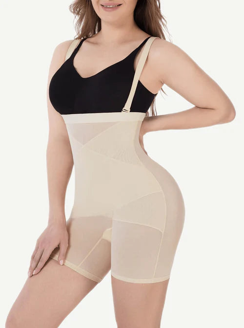 Shapewear боди-шорт с 2 стоманени банела и mesh дизайн