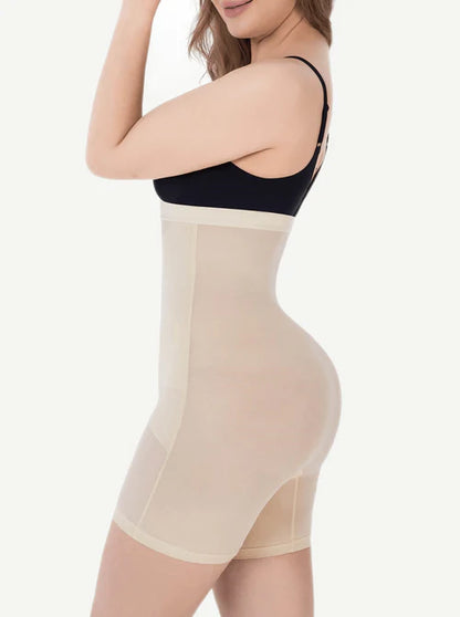 Бежов оформящ боди-шорт с трипластова коремна зона
