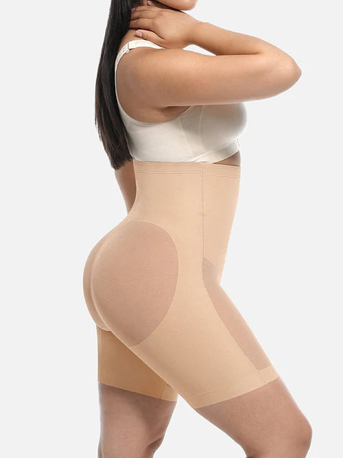 Дишащи оформящи шорти с висока талия и стягащ ефект