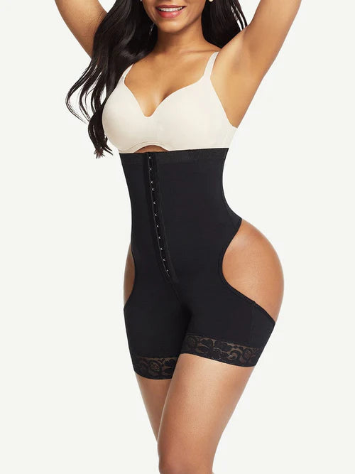 High-waist shapewear шорти с open-butt дизайн в телесен цвят