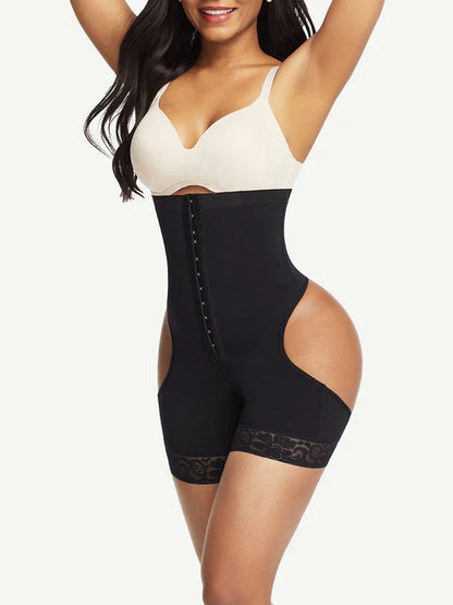 High-waist shapewear шорти с open-butt дизайн в телесен цвят