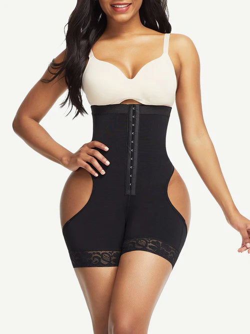High-waist shapewear шорти с open-butt дизайн в телесен цвят