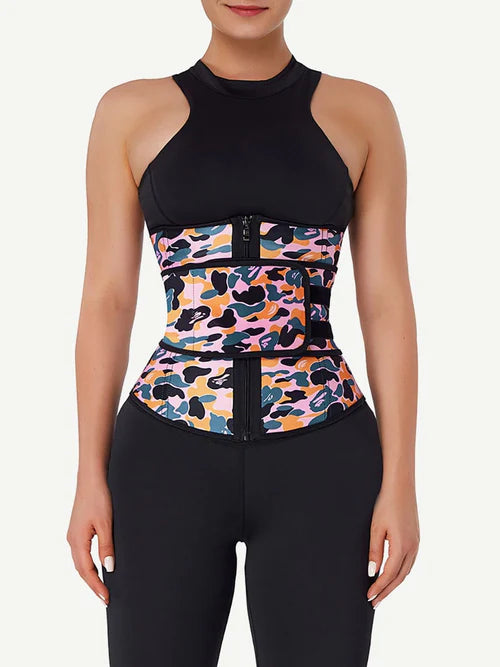 Латексов камуфлажен waist trainer с двойни ленти