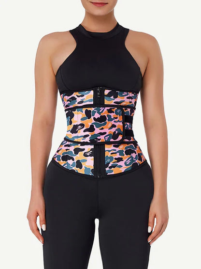 Латексов камуфлажен waist trainer с двойни ленти